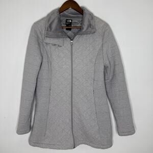 North Face Jacket Womens Large Gray Quilted Fleece Full Zip Lined Winter